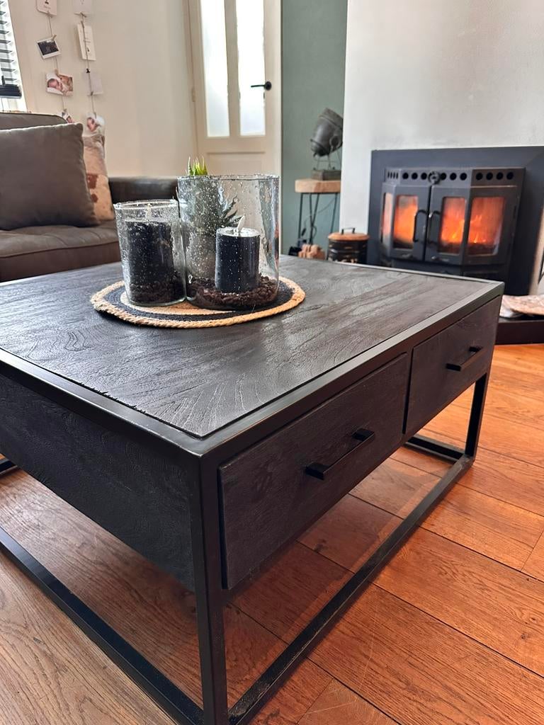 EXCLUSIEF - Mangohouten Salontafel - 80x80 - NIEUW, Ophalen, 50 tot 100 cm, Rond, Zo goed als nieuw