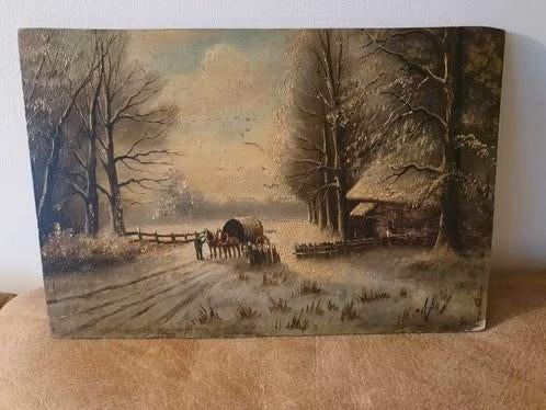 Schilderij op houten paneel Winterlandschap naar Apol, Antiek en Kunst, Kunst | Schilderijen | Klassiek, Ophalen