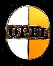 Opel speld- wit geel ovaal emaille, Ophalen of Verzenden, Nieuw, Transport, Speldje of Pin