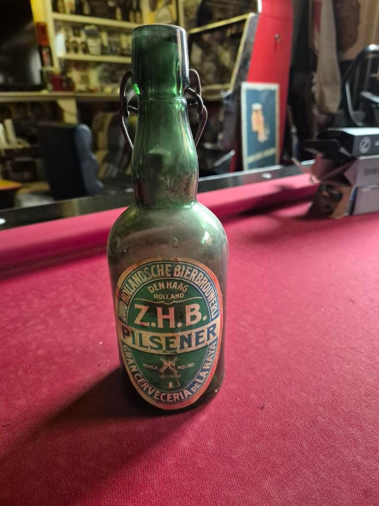 Oude bierfles ( dikbuik) ZHB Den Haag, Ophalen of Verzenden, Gebruikt, Glas of Glazen, Overige merken