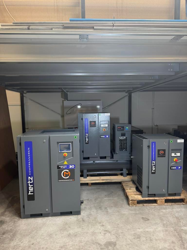 Hertz schroef compressor, 800 liter/min of meer, 10 bar of meer, Nieuw, Ophalen of Verzenden