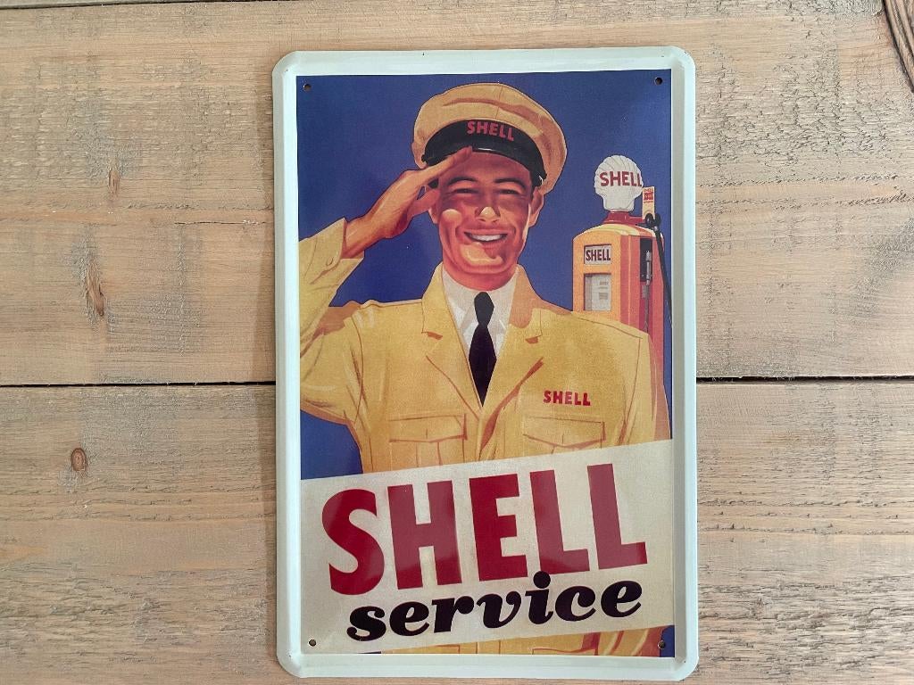 Reclamebord Shell Service 20x30, Ophalen of Verzenden, Zo goed als nieuw, Reclamebord