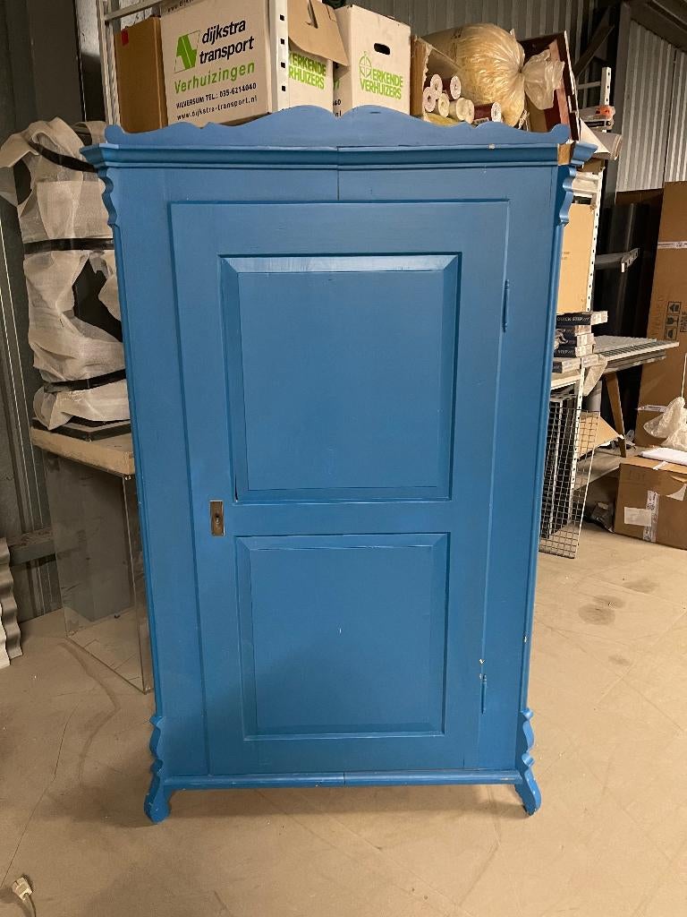 Grenen kast blauw, Antiek en Kunst, Antiek | Meubels | Kasten, Ophalen