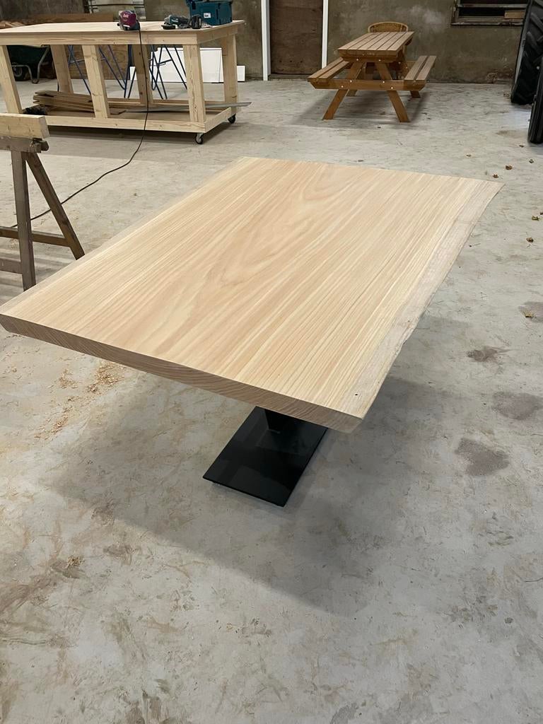 Eiken boomstam tafel op maat, Ophalen, 100 tot 150 cm, Eikenhout, Nieuw