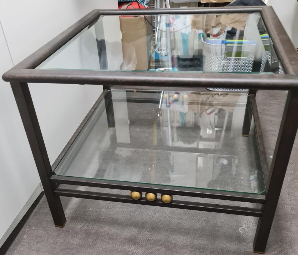 Salontafel glas metaal., Ophalen, Gebruikt, Glas, Minder dan 50 cm