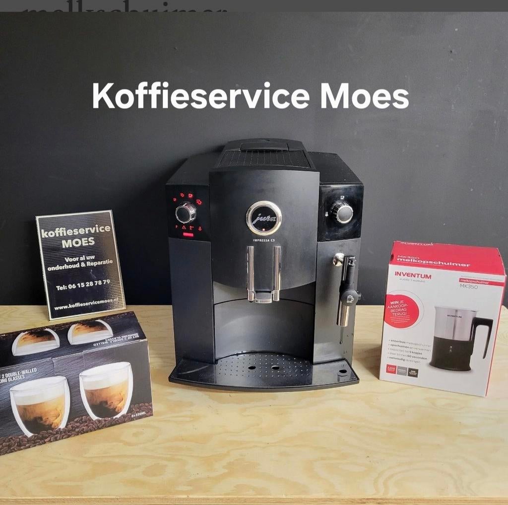 Jura C5 met Inventum melkschuimer Actie €225,-, 10 kopjes of meer, Koffiemachine, Zo goed als nieuw, Koffiebonen