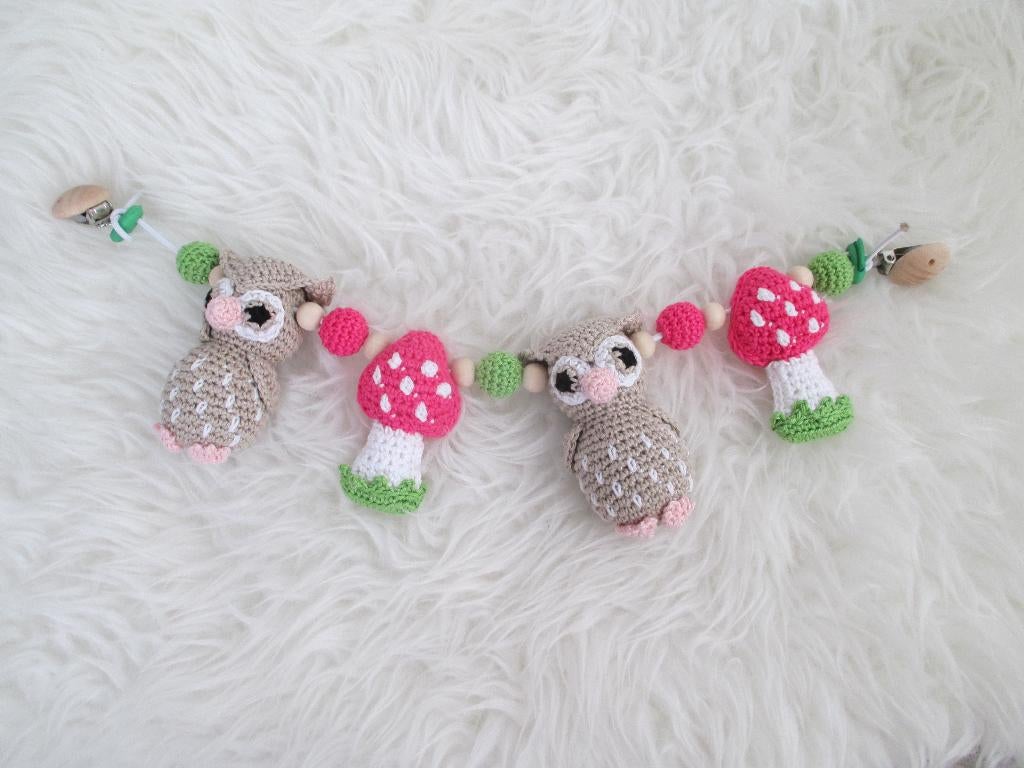 Wagenspanner met uiltjes en paddenstoelen, Kinderen en Baby's, Kraamcadeaus en Geboorteborden, Ophalen of Verzenden, Nieuw