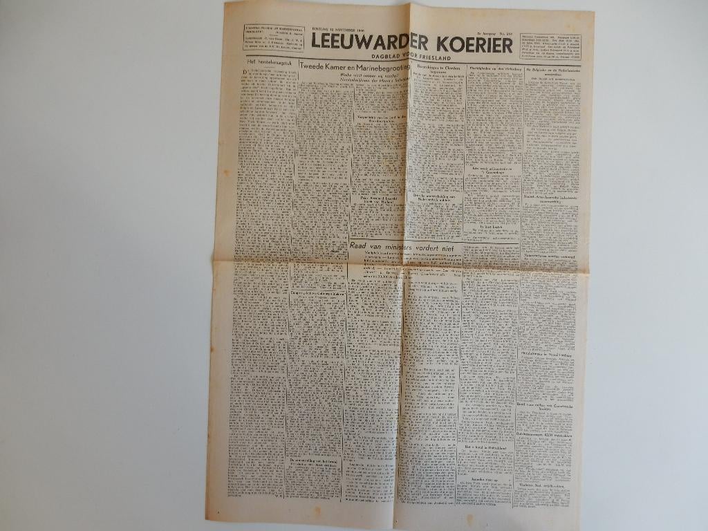 Leeuwarder Koerier12-11-1946 (krant)  1., Verzamelen, Ophalen of Verzenden, 1940 tot 1960, Nederland, Krant