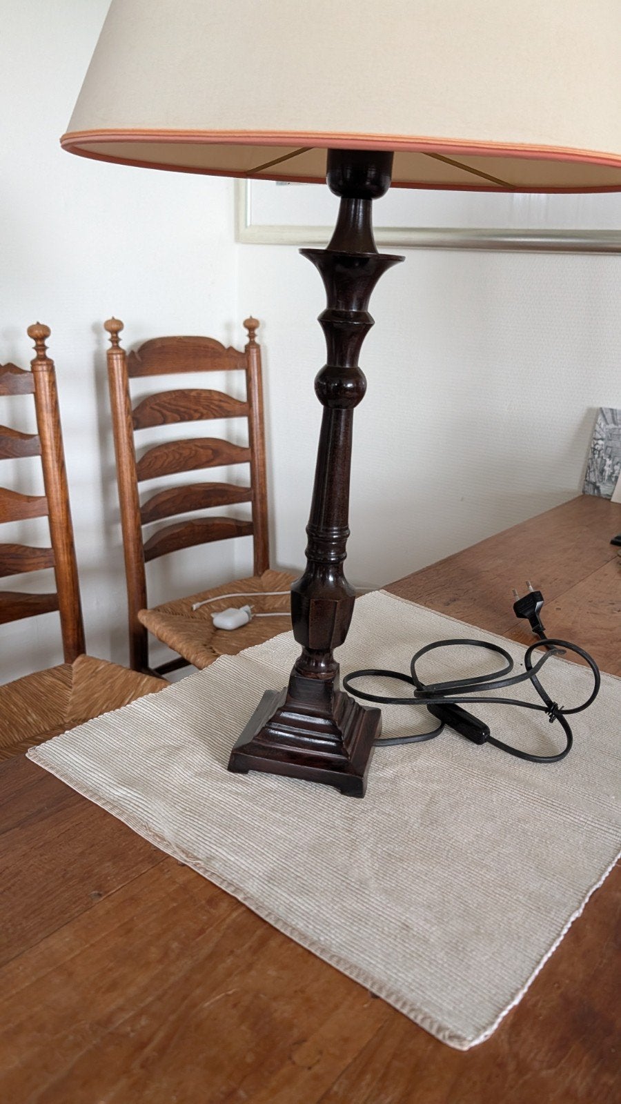 schemerlamp, Huis en Inrichting, Lampen | Tafellampen, Ophalen, Zo goed als nieuw, 58 cm, Bruin