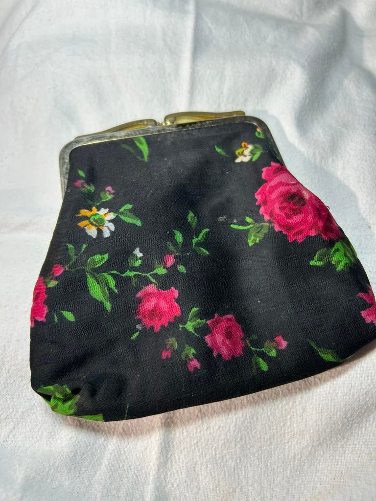 Vintage portomonaie, make-up tasje, jaren ‘60, bloemen, Sieraden, Tassen en Uiterlijk, Toilettassen, Ophalen of Verzenden, Zo goed als nieuw