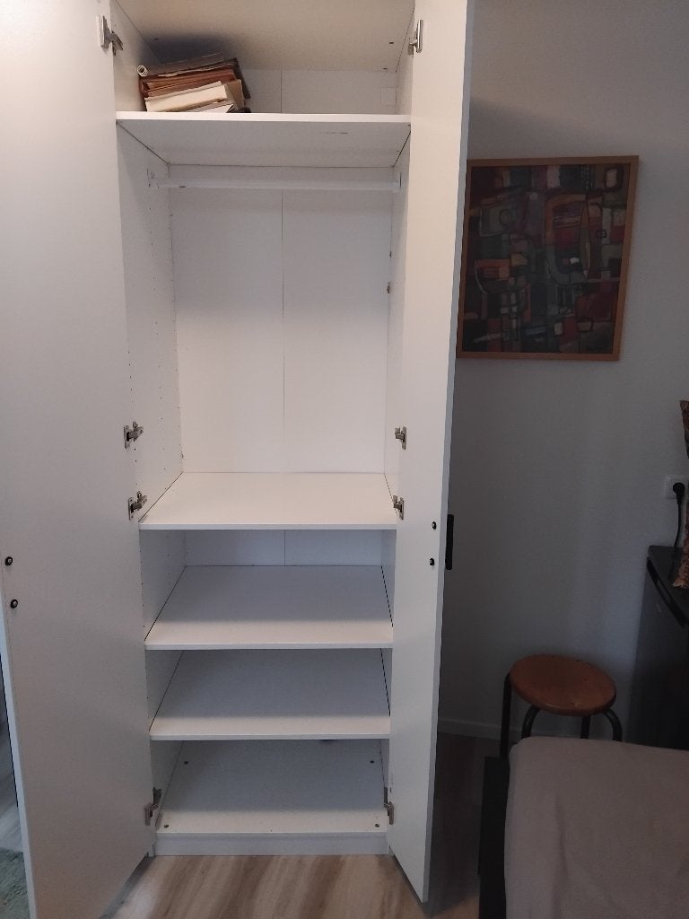 Witte kledingkast Pax met planken en hangruimte, Ophalen, Met deur(en), 200 cm of meer, 50 tot 100 cm