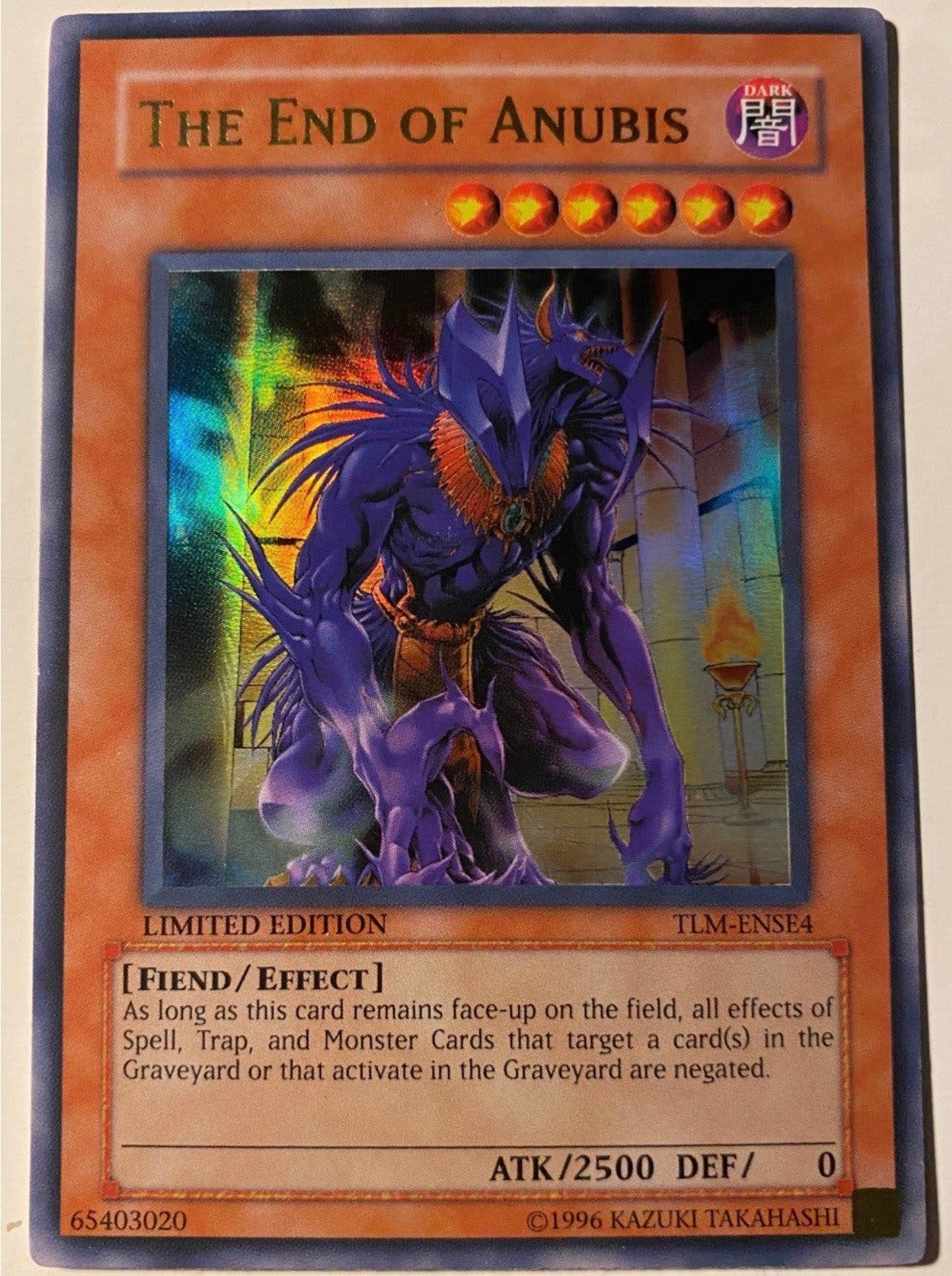 Yu-Gi-Oh! The End of Anubis TLM Limited Edition !, Ophalen of Verzenden, Zo goed als nieuw, Losse kaart, Foil
