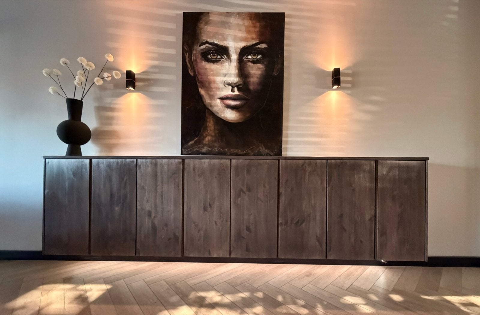 Dressoir walnoot kleur, Ophalen, Zo goed als nieuw, 200 cm of meer, Grenenhout