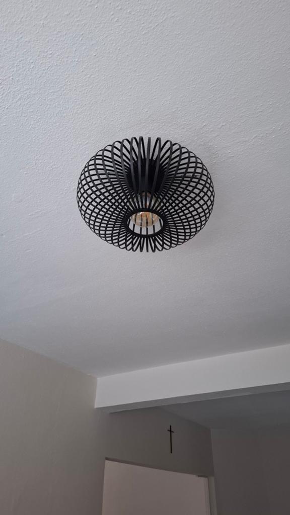 Moderne zwarte plafondlampen Curvato Ø40cm en 60 cm, Ophalen, Zo goed als nieuw, Metaal, Modern, industrieel