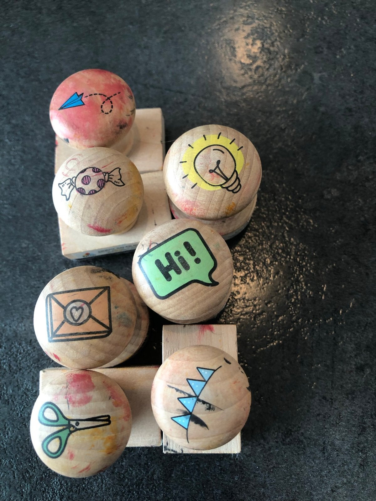 Set van 6 houten stempels met diverse motieven, Ophalen, Gebruikt, Houten stempel
