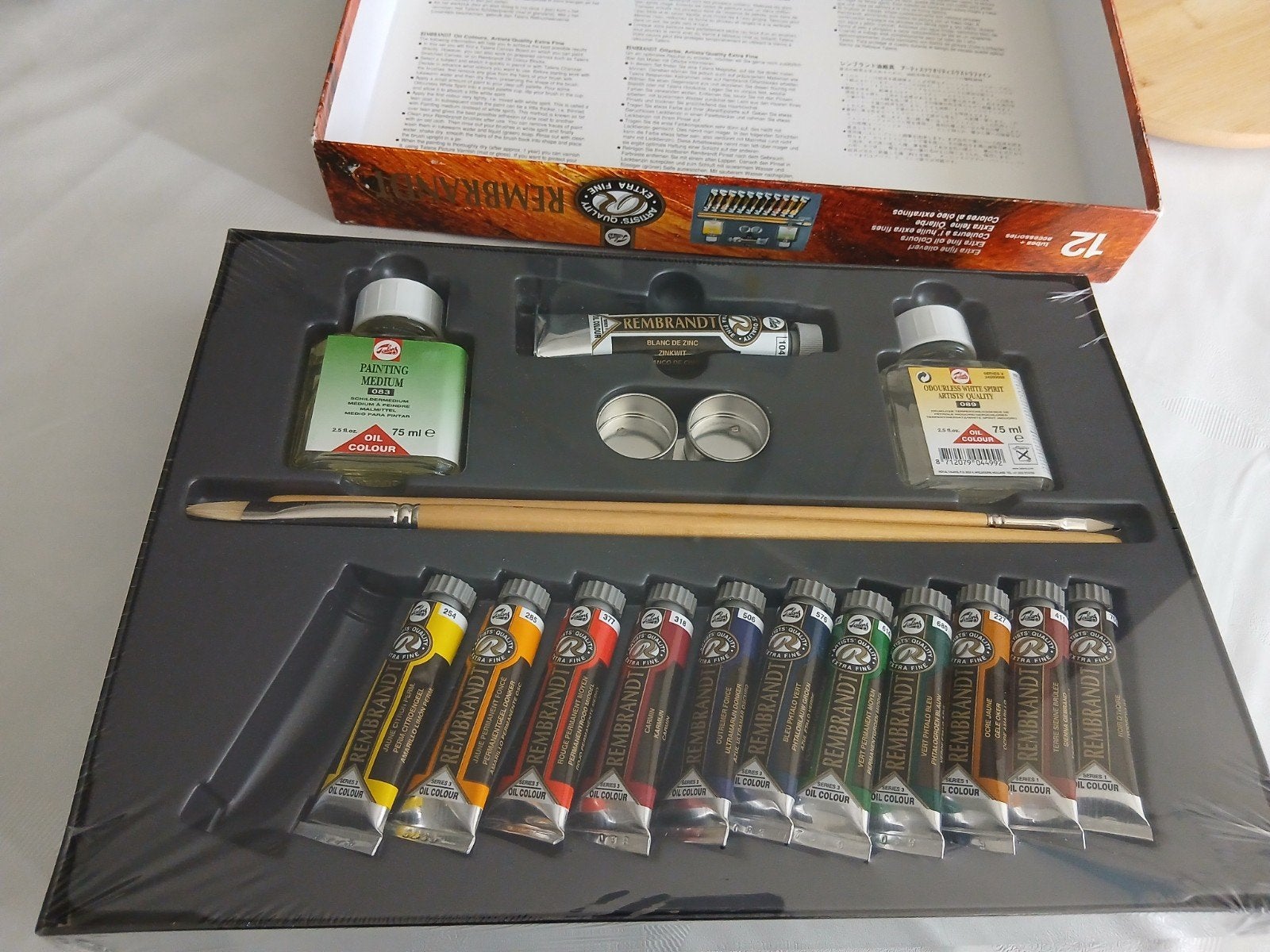 Nieuwe Talens-Rembrandt Olieverf Set-12 Tubes+Accessoires, Ophalen of Verzenden, Nieuw, Olieverf