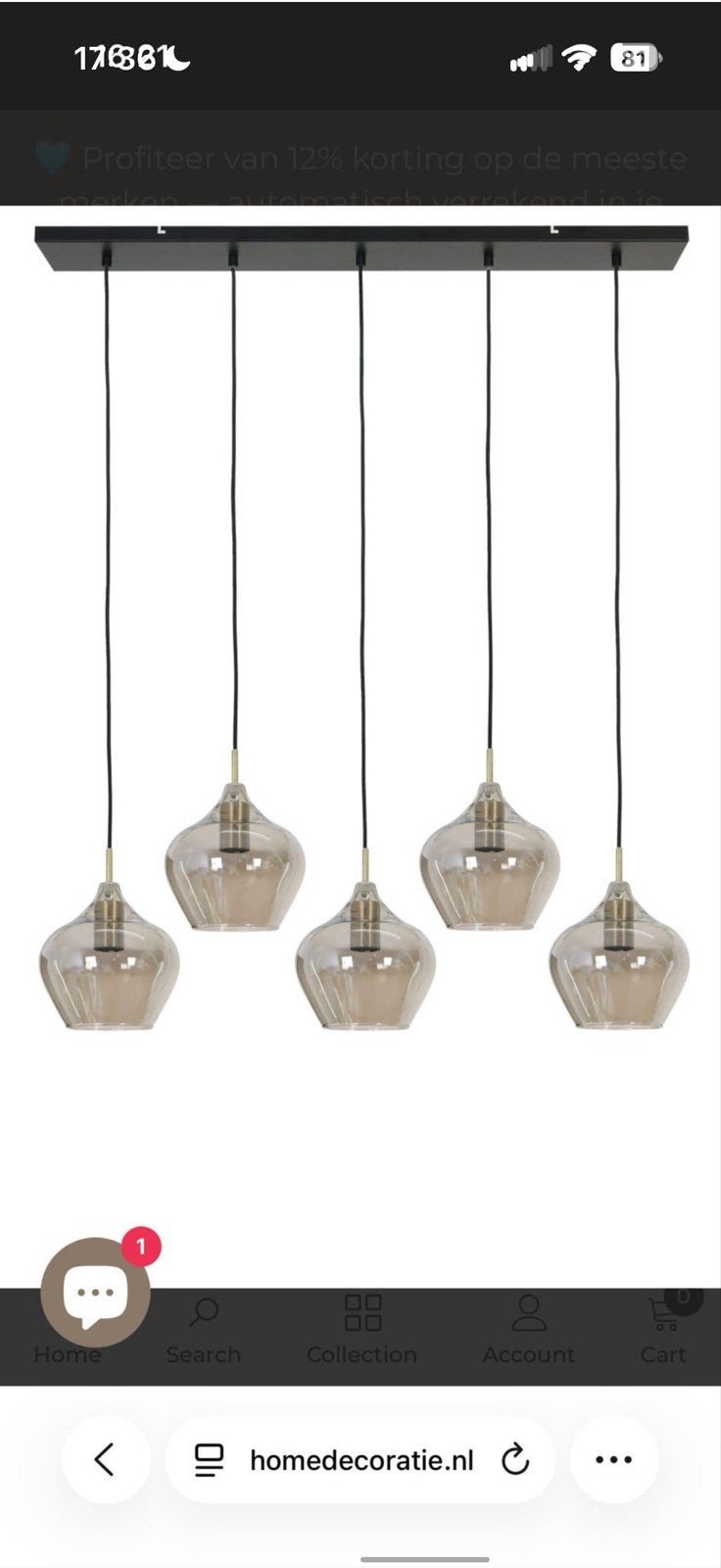 Hanglamp SL 104x20x120 cm RAKEL antiek brons + smoke, Ophalen of Verzenden, Zo goed als nieuw, Metaal, E27 (groot)