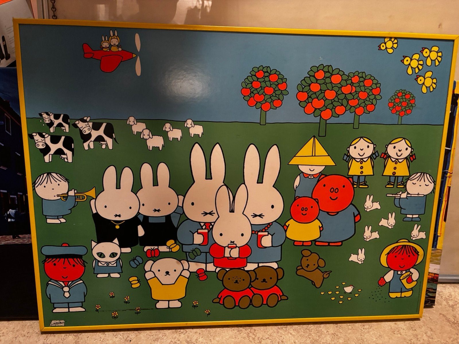 Originele Dick Bruna/Nijntje Schilderij Posterplaat Vintage!, Ophalen of Verzenden