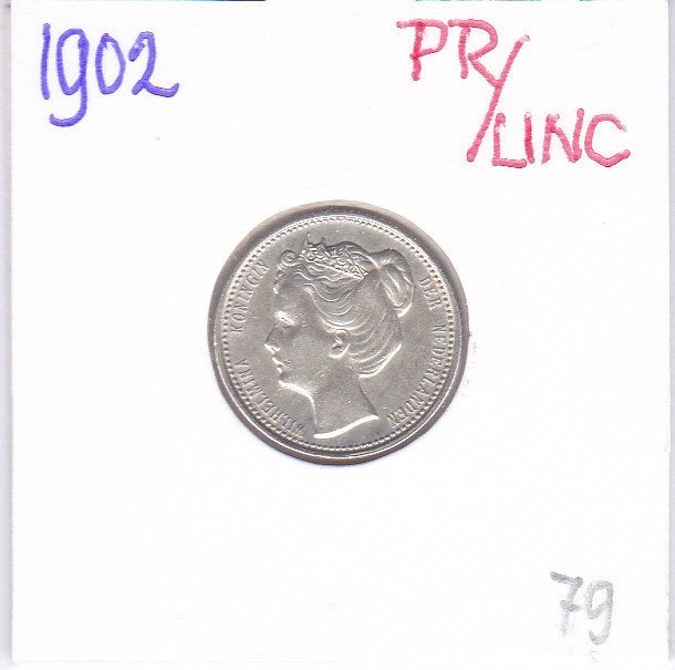 Heel mooie 25 cent 1902 Pr/UNC voor 79 euro, Zilver, 25 cent, Ophalen of Verzenden, Koningin Wilhelmina