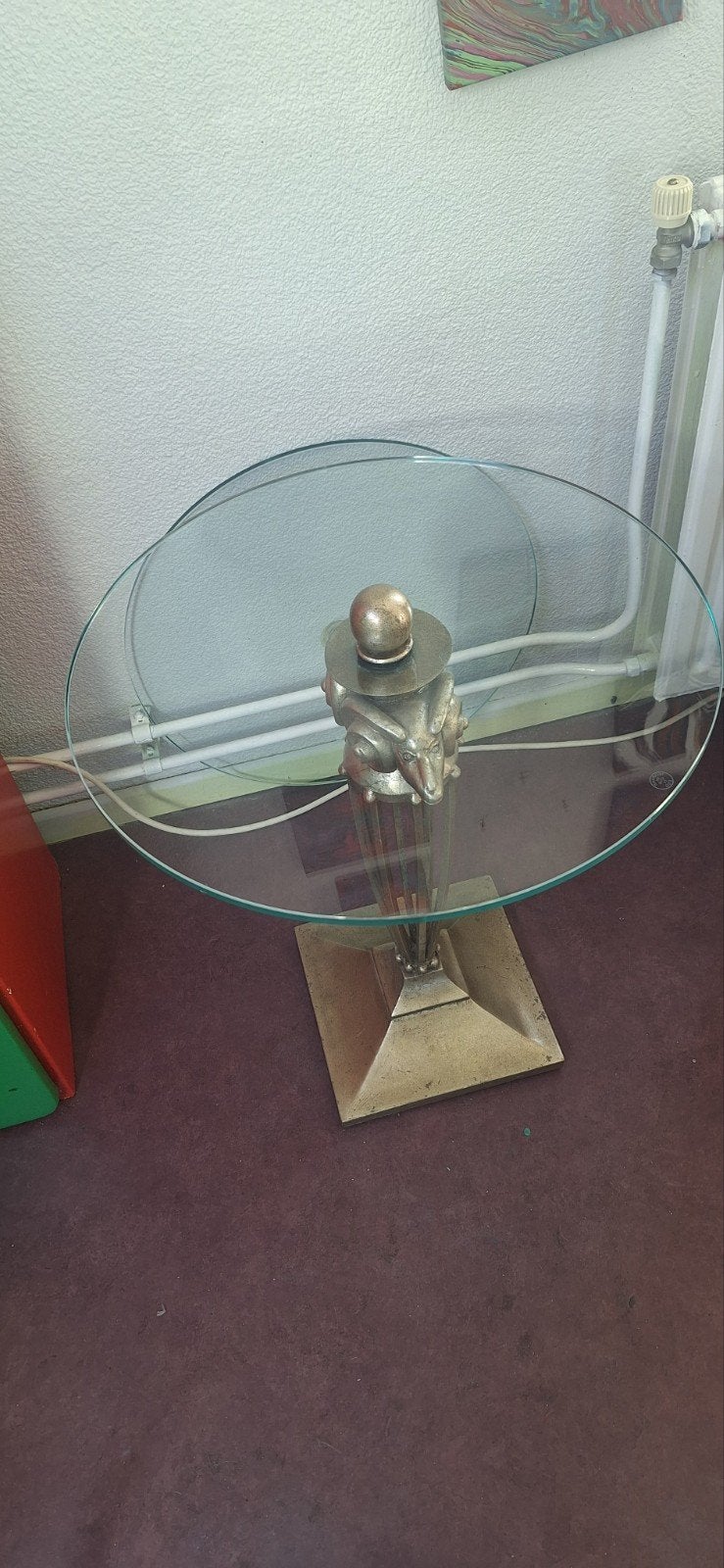 tafel glazen blad, Huis en Inrichting, Ophalen, Rond, 50 tot 100 cm