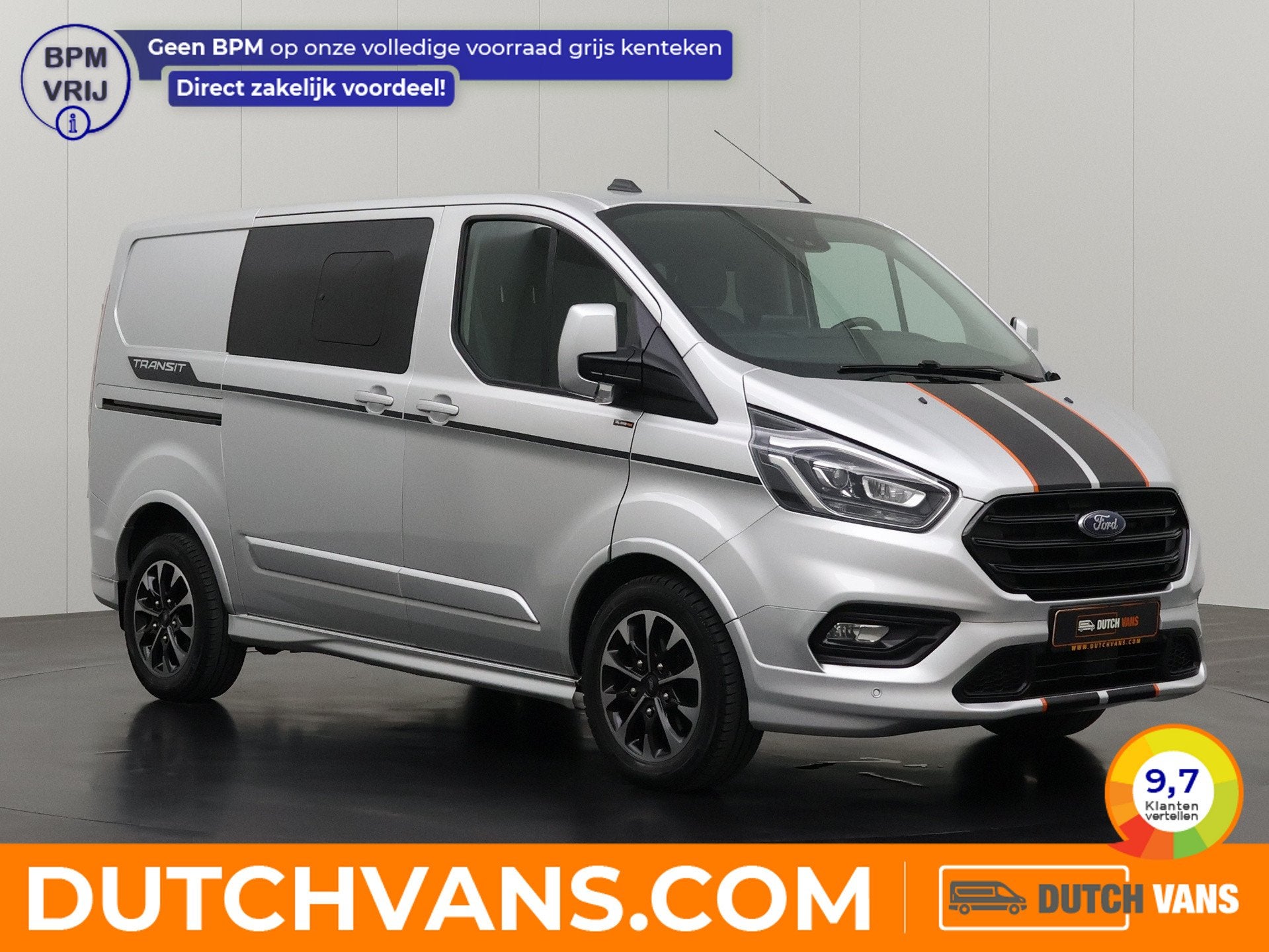 Ford Transit Custom 2.0TDCi 185PK Automaat Sport Dubbele Cab, Auto's, Automaat, Dealer onderhouden, Stof, Gebruikt