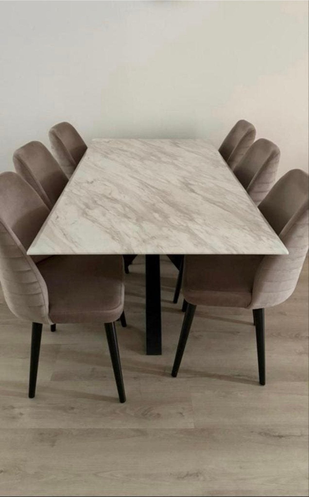 Salon en eettafel marmer look, Ophalen, Zo goed als nieuw, Marmer, 4 tot 6 stoelen