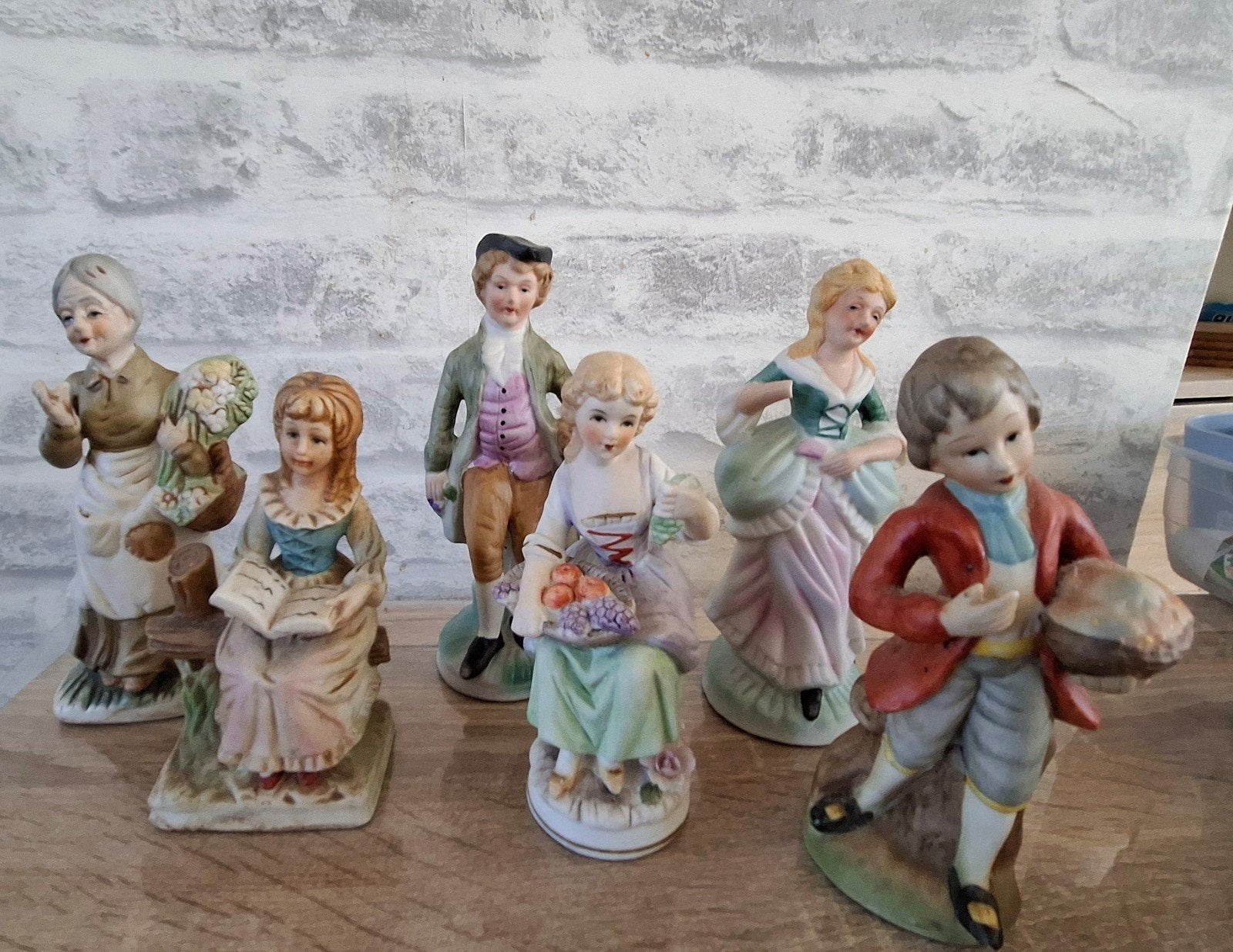 Set van 6 Vintage Porseleinen Beeldjes - Landelijk Thema, Ophalen of Verzenden
