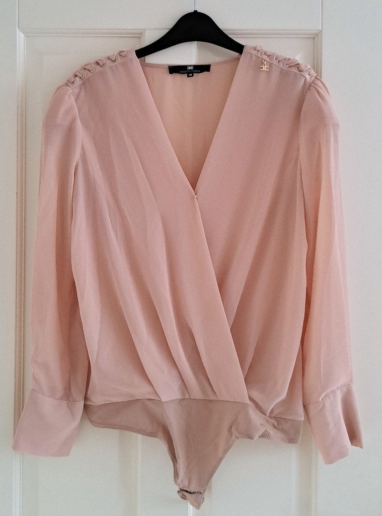 Elisabetta Franchi Bodysuit luxe blouse zacht roze L 48847, Elisabetta Franchi, ., Maat 42/44 (L), Ophalen of Verzenden