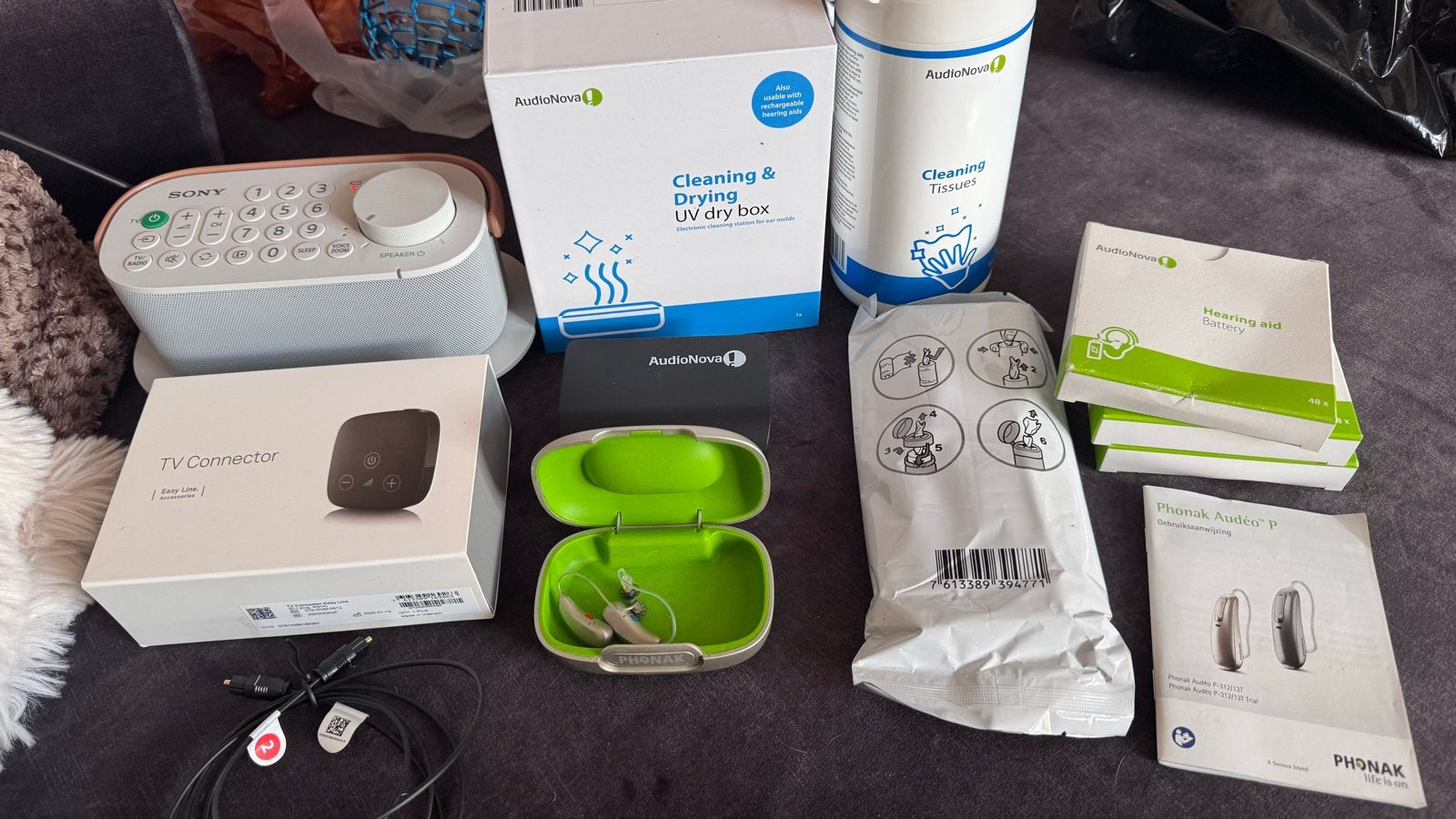 Phonak Audéo P hoortoestellen met accessoires en Sony speake, Ophalen of Verzenden, Gebruikt