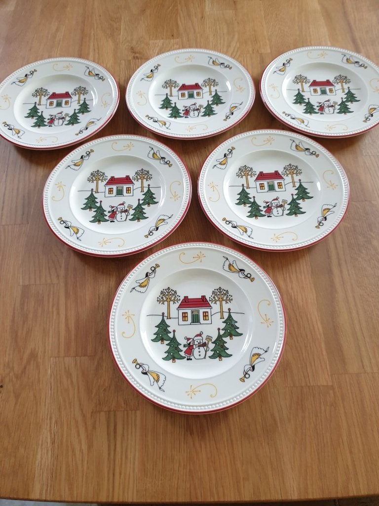 Windsor christmas gebaksbordje kerst ah blokker heel veel, Ophalen of Verzenden, Zo goed als nieuw, Aardewerk, Bord(en)