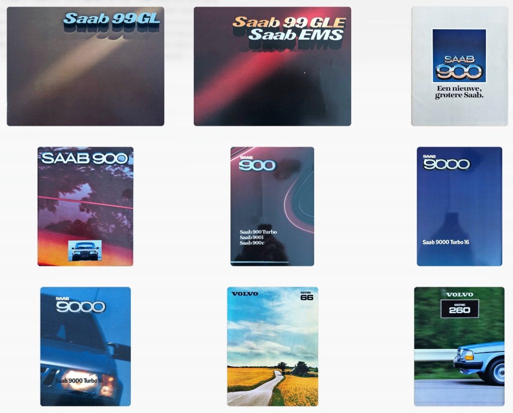 Saab 99, 900, 9000 en Volvo 66, 260 folders, Ophalen, Gelezen, Overige merken