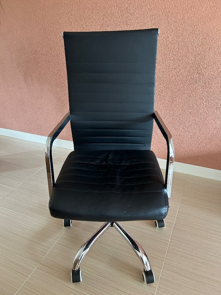 Bureaustoel zwart kunstleer breed 52,5 cm, Ophalen, Gebruikt, Zwart, Bureaustoel