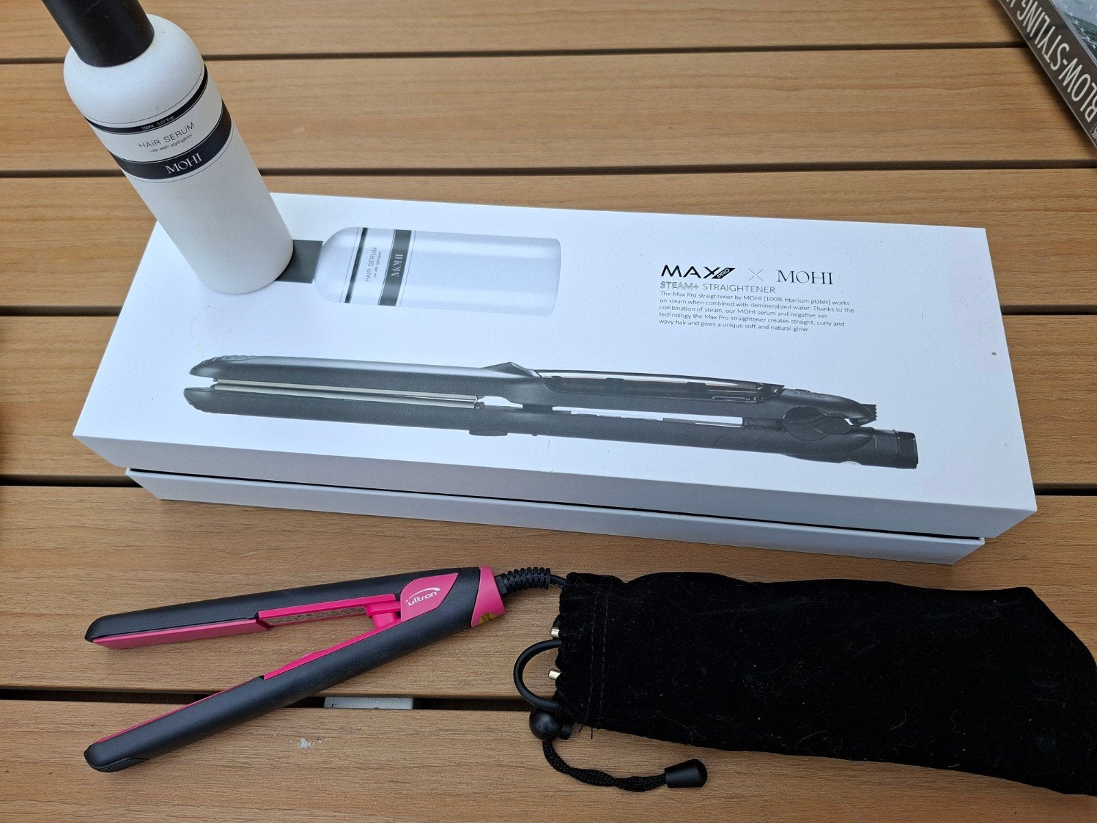Max Pro MOHII stijltang met haarserum en mini stijltang, Ophalen of Verzenden, Zo goed als nieuw, Haarverzorging