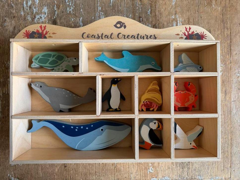 Houten zeedieren in sorteerbak tender leaf toys, Ophalen of Verzenden, Gebruikt, Overige typen