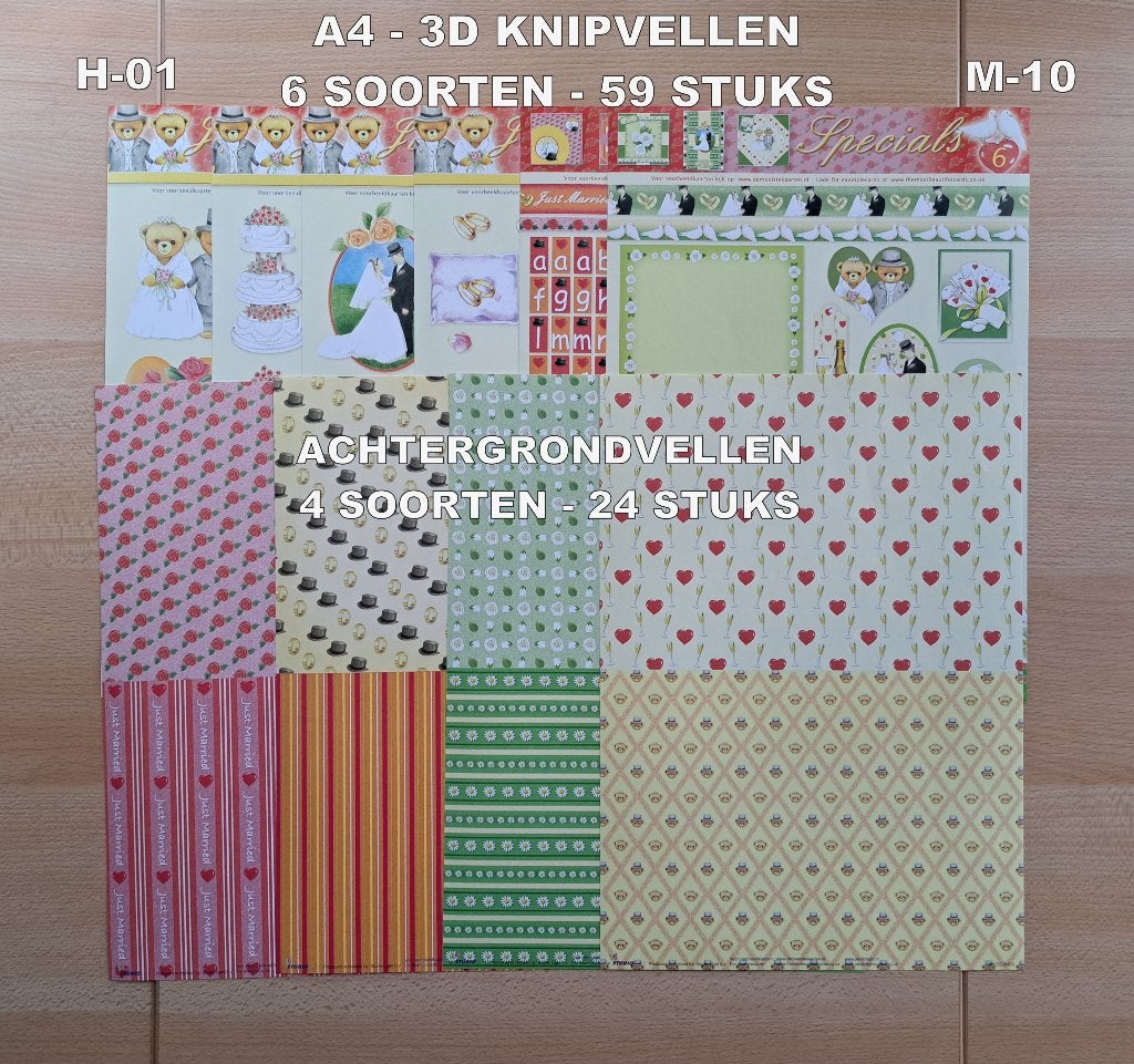 64...A4-3D KNIPVELLEN 29 SOORTEN-170 VELLEN HUWELIJK, Ophalen of Verzenden, Nieuw, Meerdere plaatjes