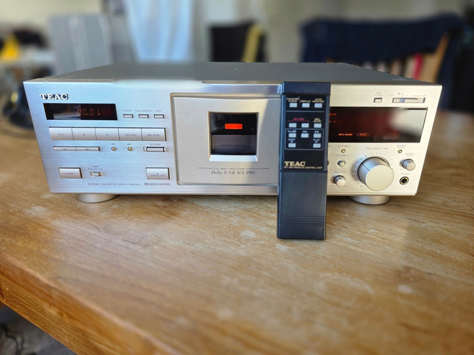 Teac V8000s cassettedeck in nieuwstaat met afstandsbediening, Audio, Tv en Foto, Ophalen of Verzenden, Overige merken