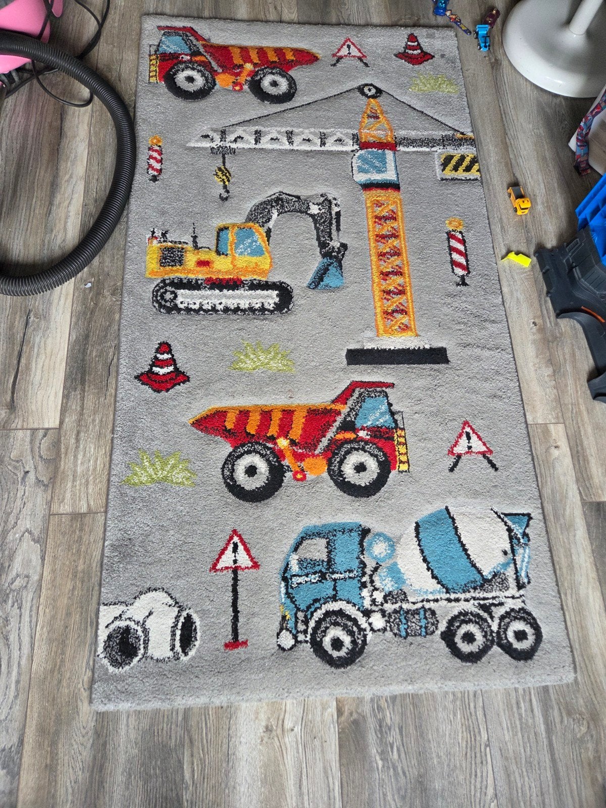 Vloerkleed kinderkamer bouwplaats 80x150 cm, Ophalen, 100 tot 150 cm, 50 tot 100 cm, Zo goed als nieuw