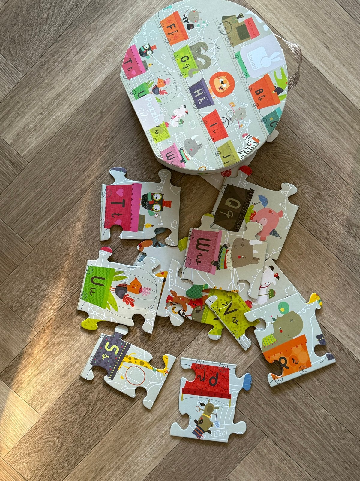 Janod Alfabet Puzzel met Dieren en Letters, Ophalen of Verzenden, Meer dan 50 stukjes, Gebruikt, 2 tot 4 jaar