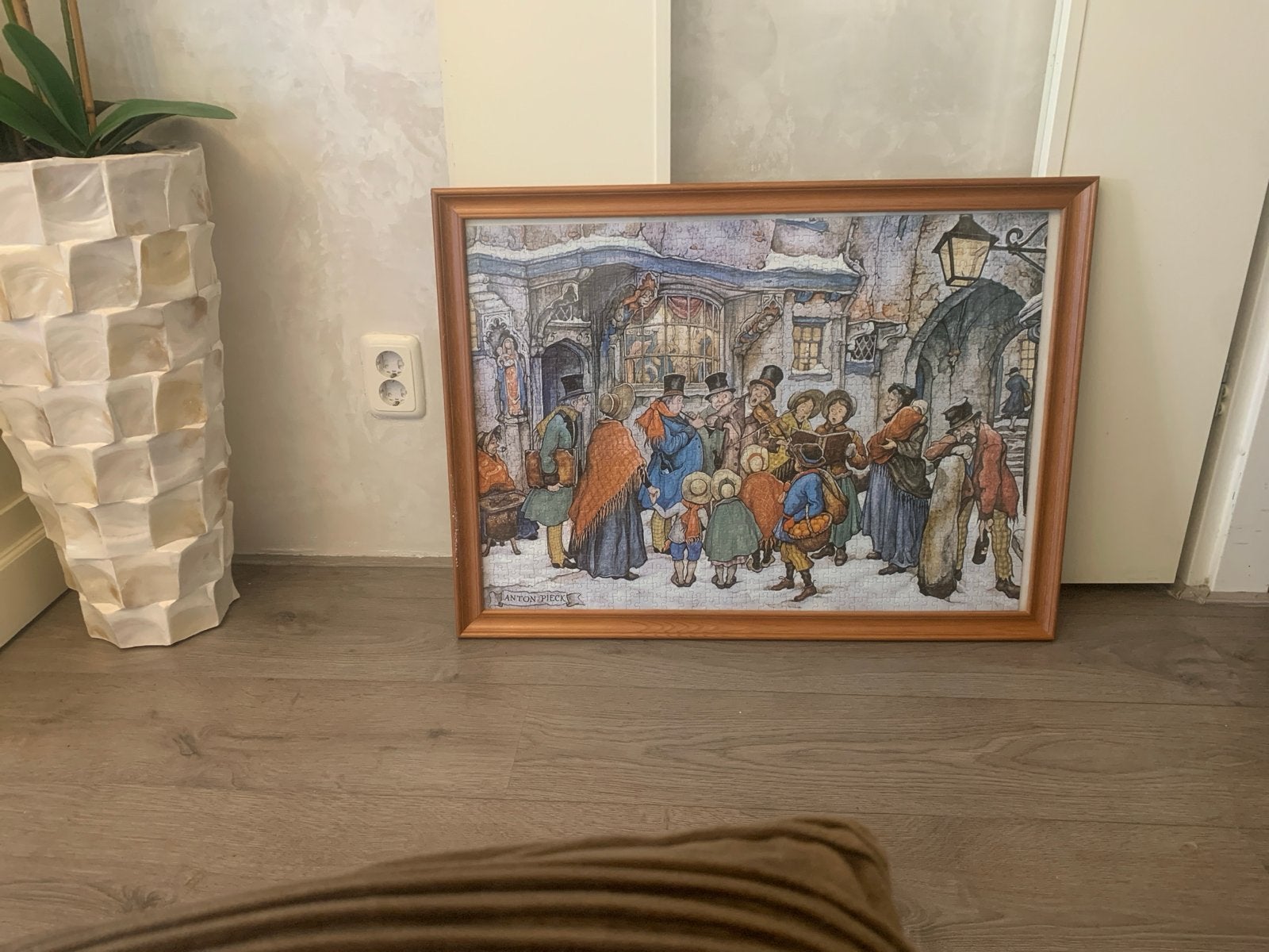Ingelijste Anton Pieck legpuzzel - Wintertafereel, Ophalen, 500 t/m 1500 stukjes, Zo goed als nieuw, Legpuzzel