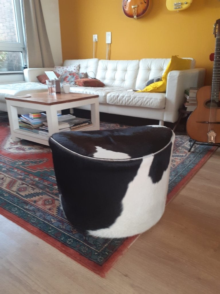 Koeien poef (echt leer), Ophalen, Minder dan 50 cm, Gebruikt, Boho