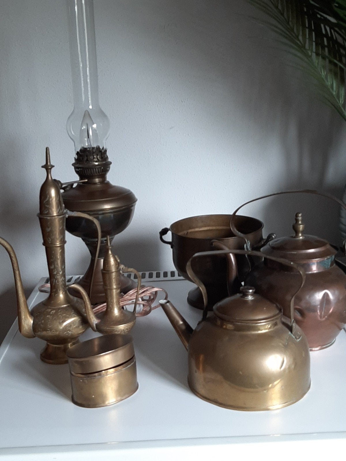 Aantal zeer oude koperen stukken. Met GRATIS kaarsendover, Antiek en Kunst, Ophalen, Koper