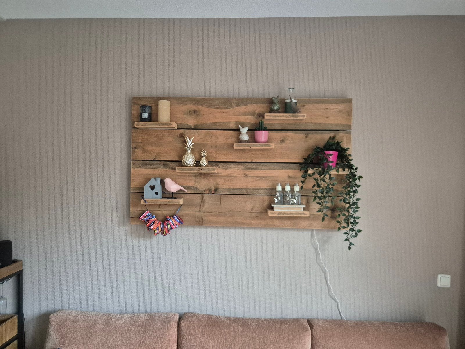 Steiger houten wanddecoratie met planken, Ophalen of Verzenden