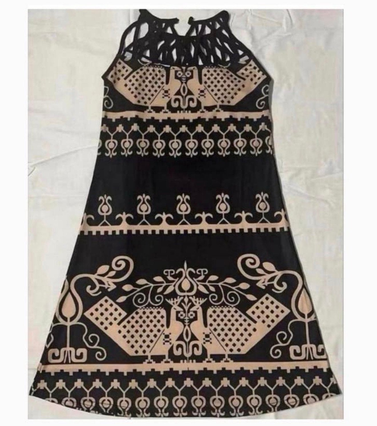 Vrouwen Sexy Jurk Ronde Hals Vintage mouwloos met patroon L, Kleding | Dames, Jurken, Meerkleurig, Maat 42/44 (L), Nieuw, Ophalen of Verzenden