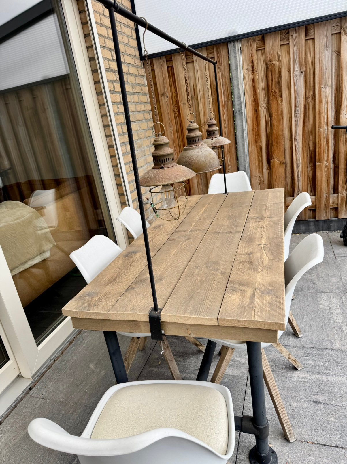 Tuintafel steigerhout, Ophalen, Zo goed als nieuw, Steigerhout
