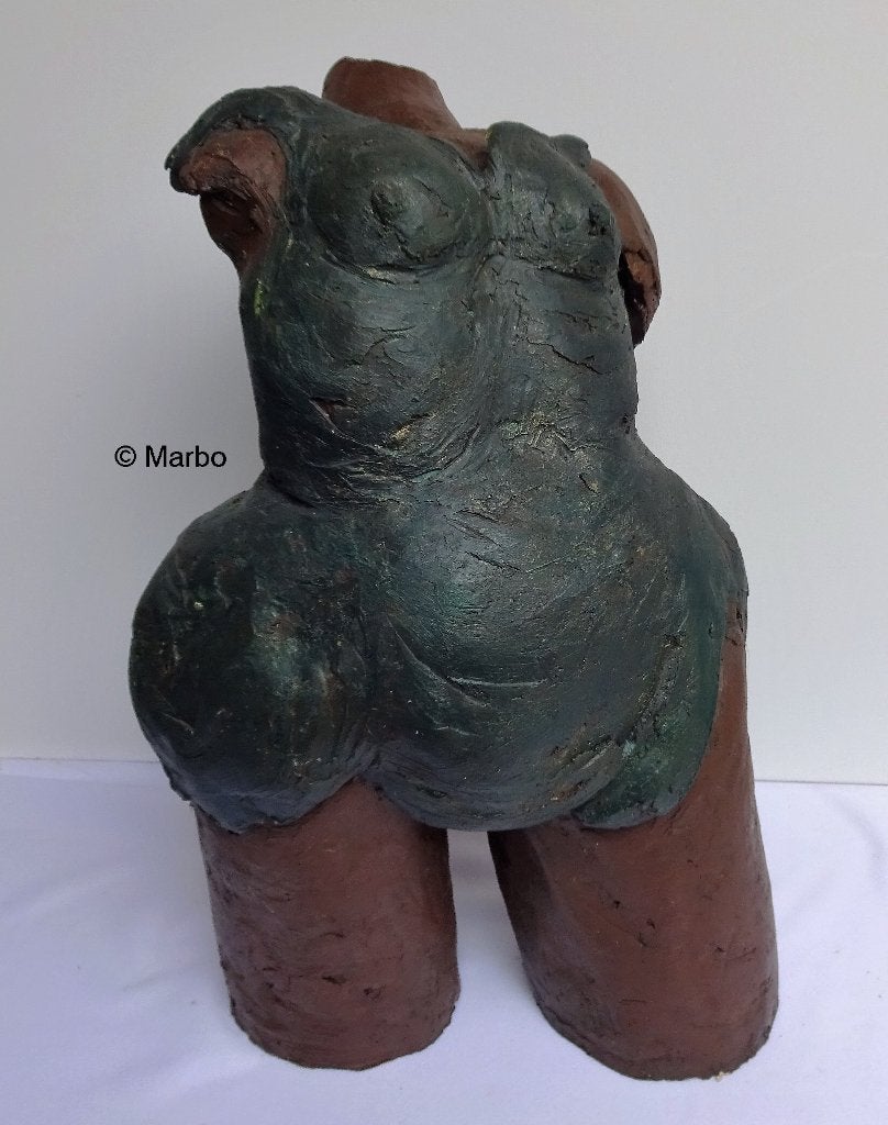 torso pretty in green, Antiek en Kunst, Kunst | Beelden en Houtsnijwerken, Ophalen, Gepatineerd, Steen of Keramiek, Beeld