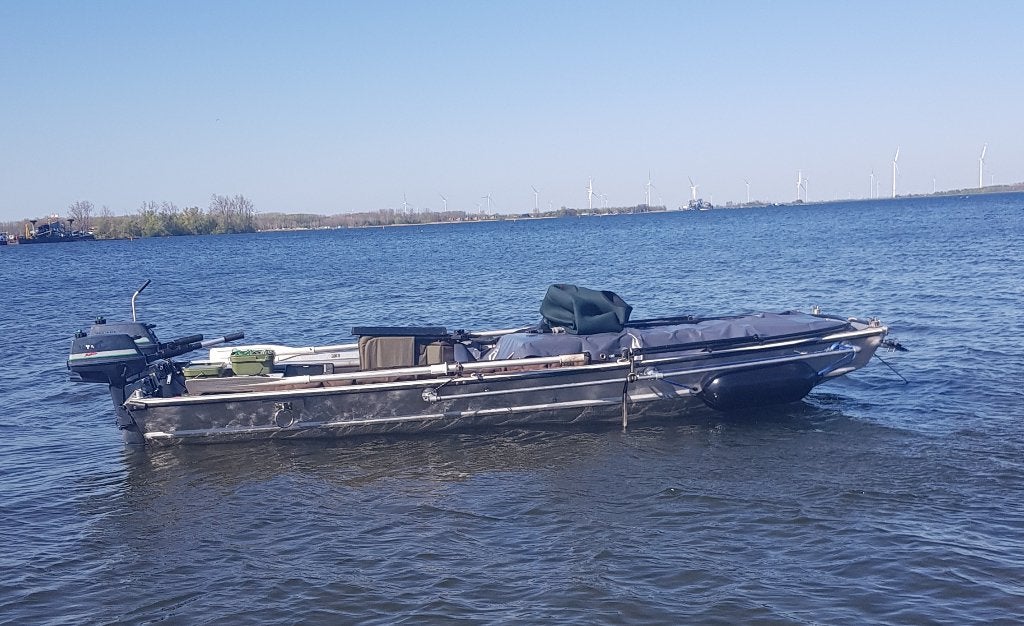Aluminium platbodem /karperboot, Watersport en Boten, Vis- en Consoleboten, Ophalen, Gebruikt, Aluminium, Buitenboordmotor