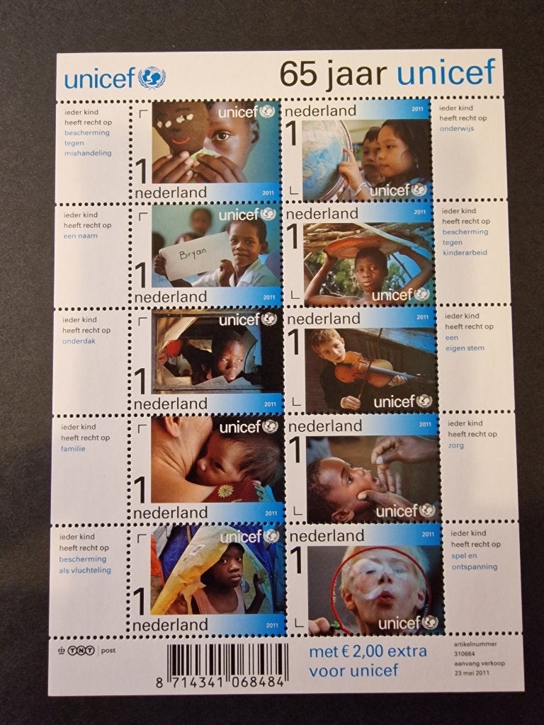 2011 Vel Va2823-2832 Unicef 65 jaar. Speciale Uitgifte., Postzegels en Munten, Ophalen of Verzenden, Na 1940, Postfris