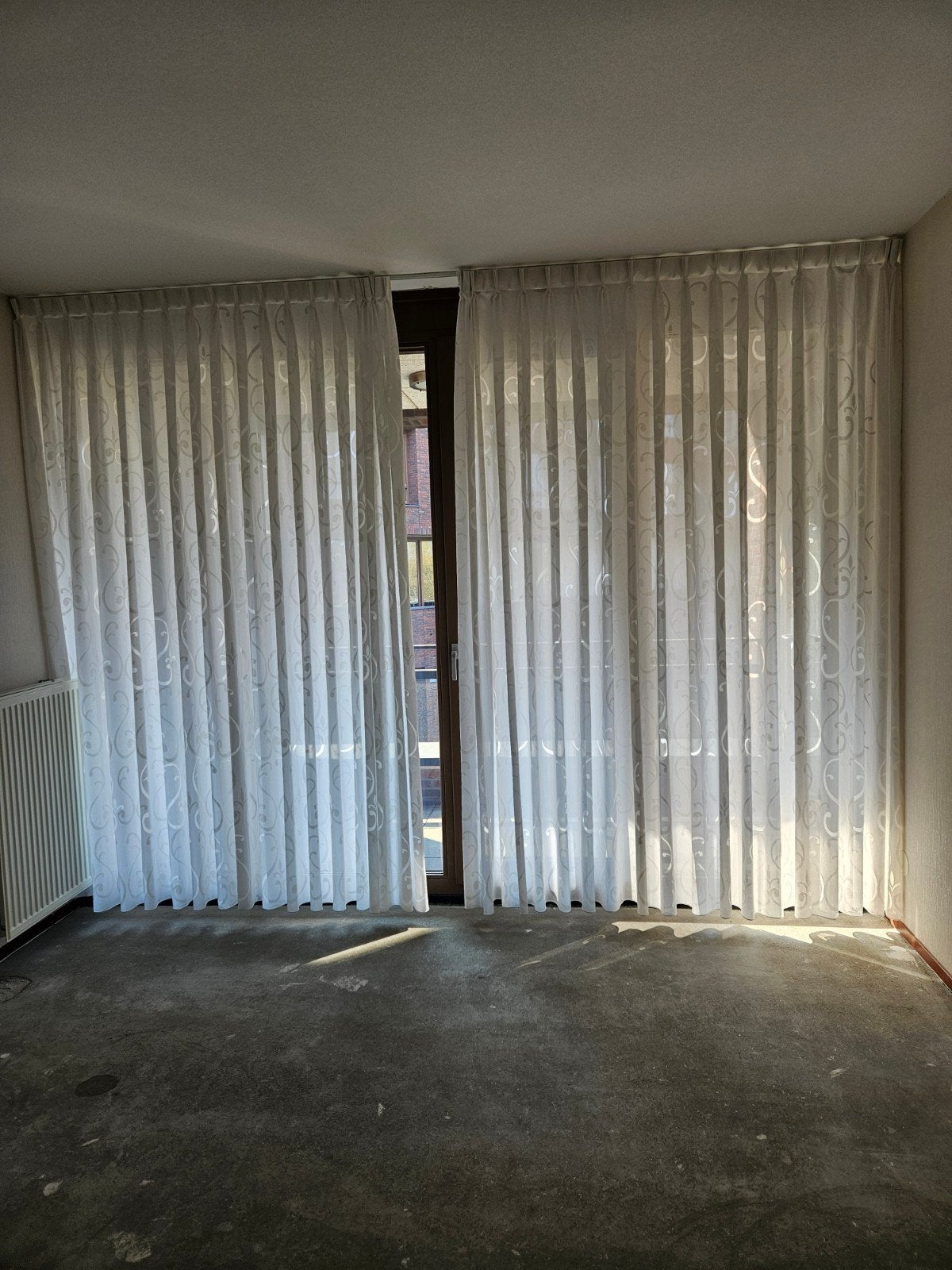 Witte glasgordijnen met patroon - 200 cm of meer, Klassiek, Elegant, Lichtdoorlatend, Gebruikt, 200 cm of meer, Wit