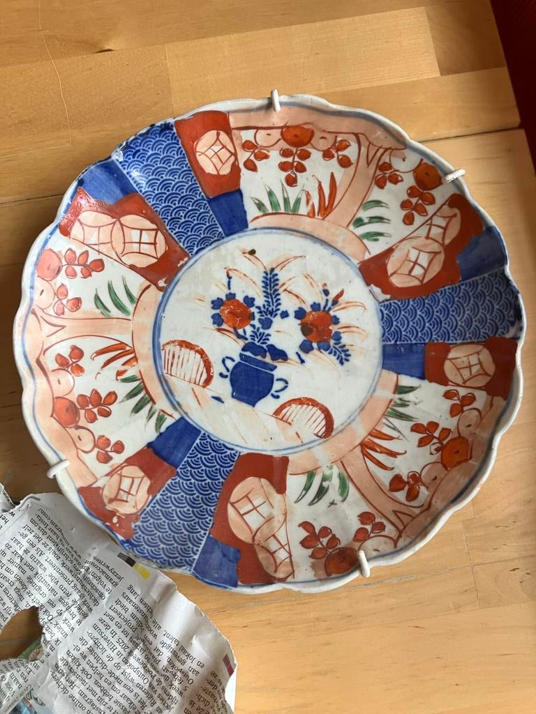 Antiek Japans Imari Porseleinen Schotel - Handgeschilderd, Antiek en Kunst, Antiek | Keramiek en Aardewerk, Ophalen of Verzenden