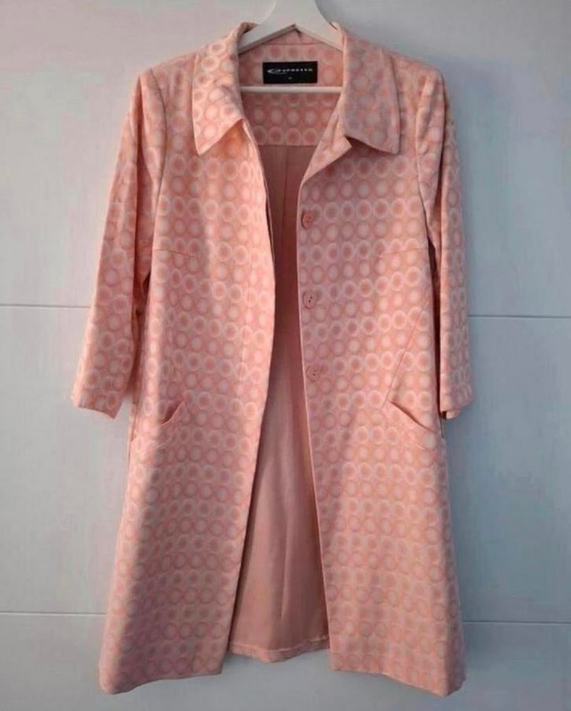 Zalmroze lange jas/ lange blazer Expresso maat 38, Maat 38/40 (M), Expresso, Ophalen of Verzenden, Zo goed als nieuw